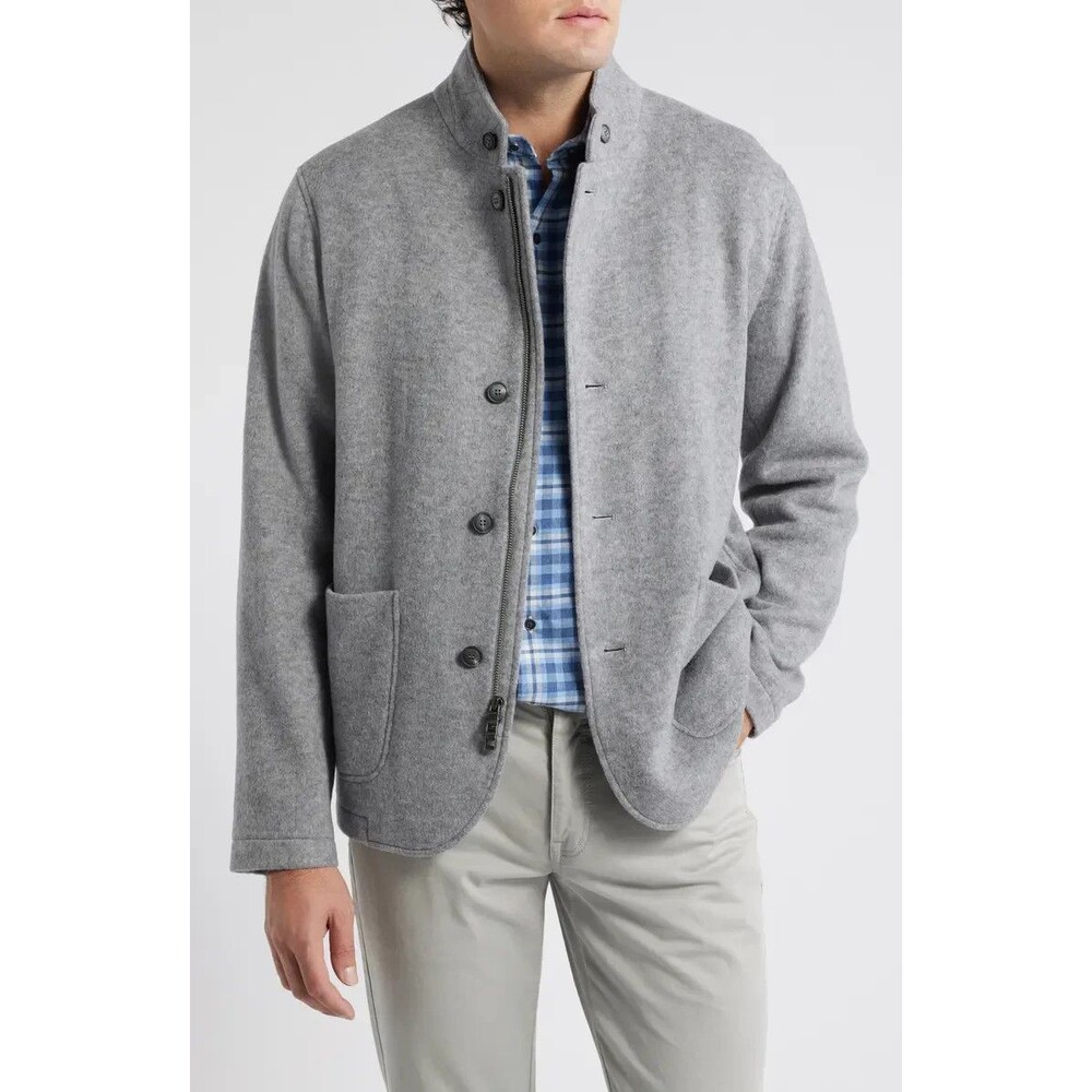 PETER MILLAR Jacket Mens XXL Grey Crown Flex Fleece 100% Wool Zip Up $695
